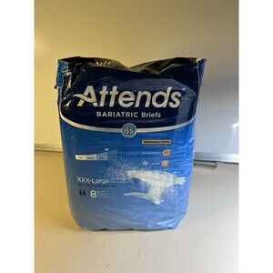 Attends Bariatric Adult Brief 3XL Heavy Absorbency Bariatric, DD60 8 Ct New
